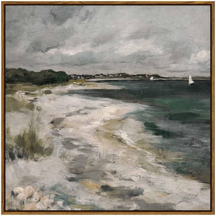 InSimSea Square Framed Canvas Wall Art, Room Decor Scenery Clouds Coastal Seaside Wall Decor, Can... | Amazon (US)