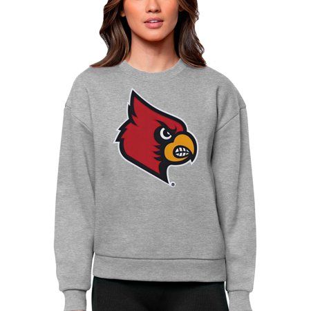 Women s Antigua Heather Gray Louisville Cardinals Victory Crewneck Pullover Sweatshirt | Walmart (US)
