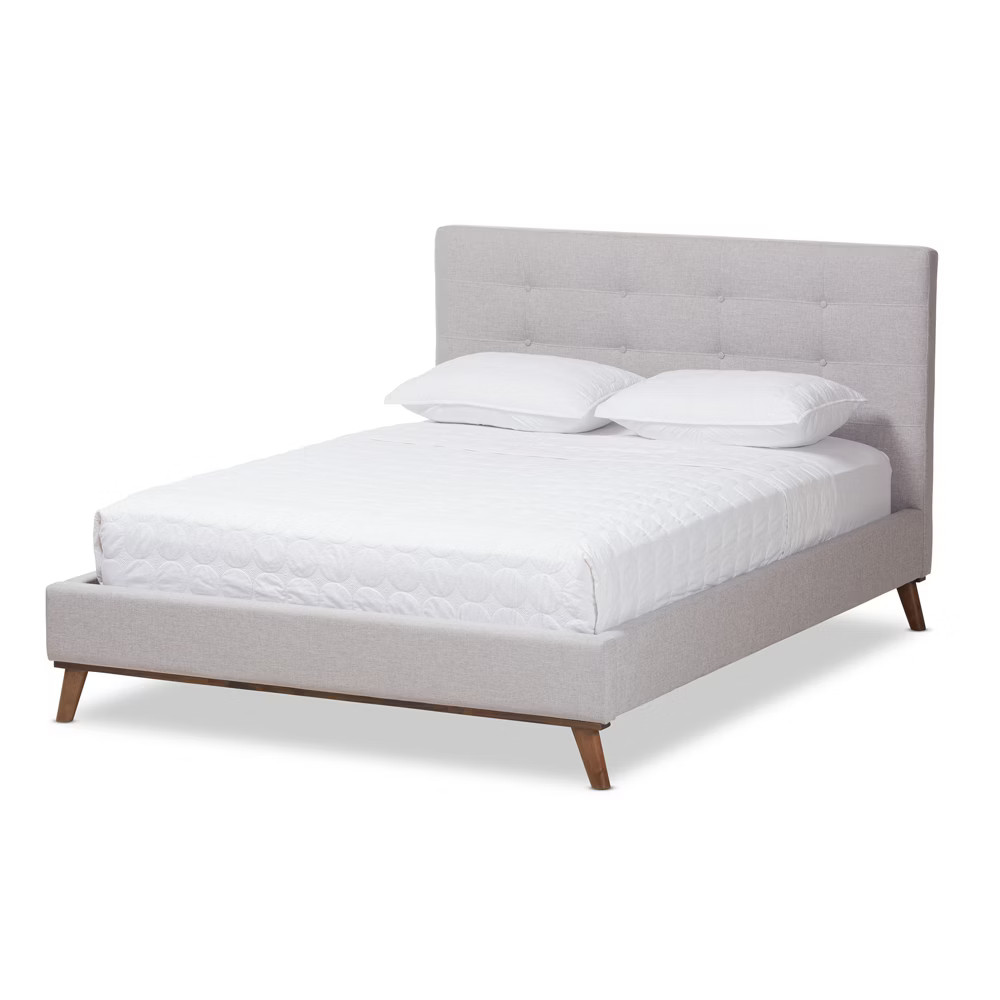 Valencia Mid Modern Fabric Platform King Bed Gray - Baxton Studio | Target