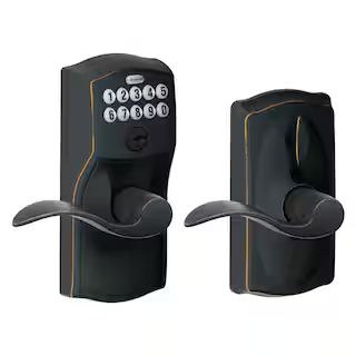 Camelot Aged Bronze Keypad Door Lock with Accent Handle and Flex Lock | The Home Depot