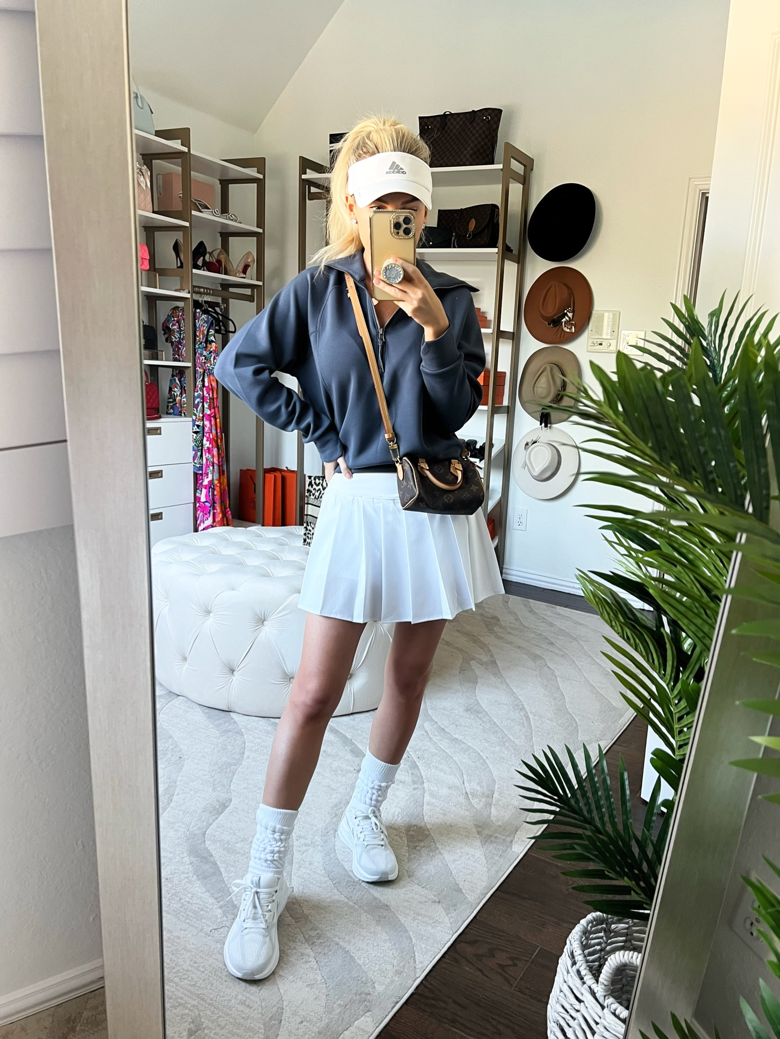 Tennis skort. White skort. Amazon active wear. Spanx. White visor. Spring style. White sneakers. Tall socks 

#LTKshoecrush #LTKfitness
