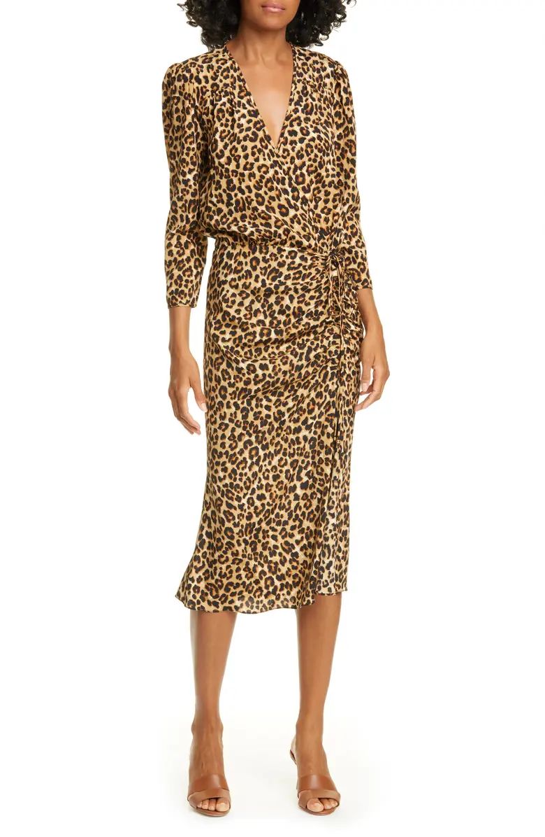 Arielle Leopard Print Stretch Silk Midi Dress | Nordstrom