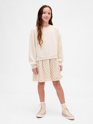 Kids Oversized Mixed Media Sweatshirt Dress | Gap (US)