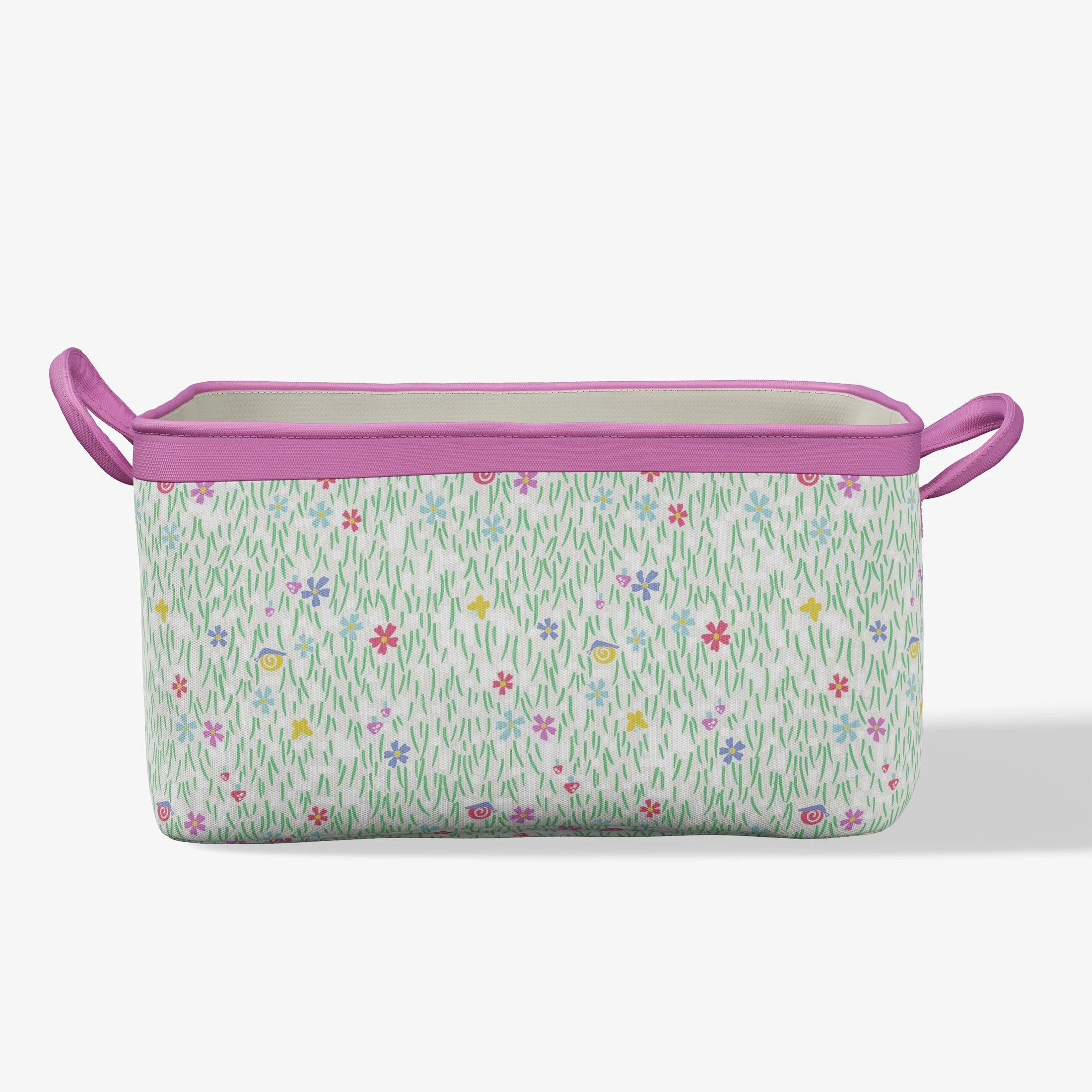 Mainstays Kids Medium Multi Meadow Canvas Printed Storage Basket with Handles - Walmart.com | Walmart (US)