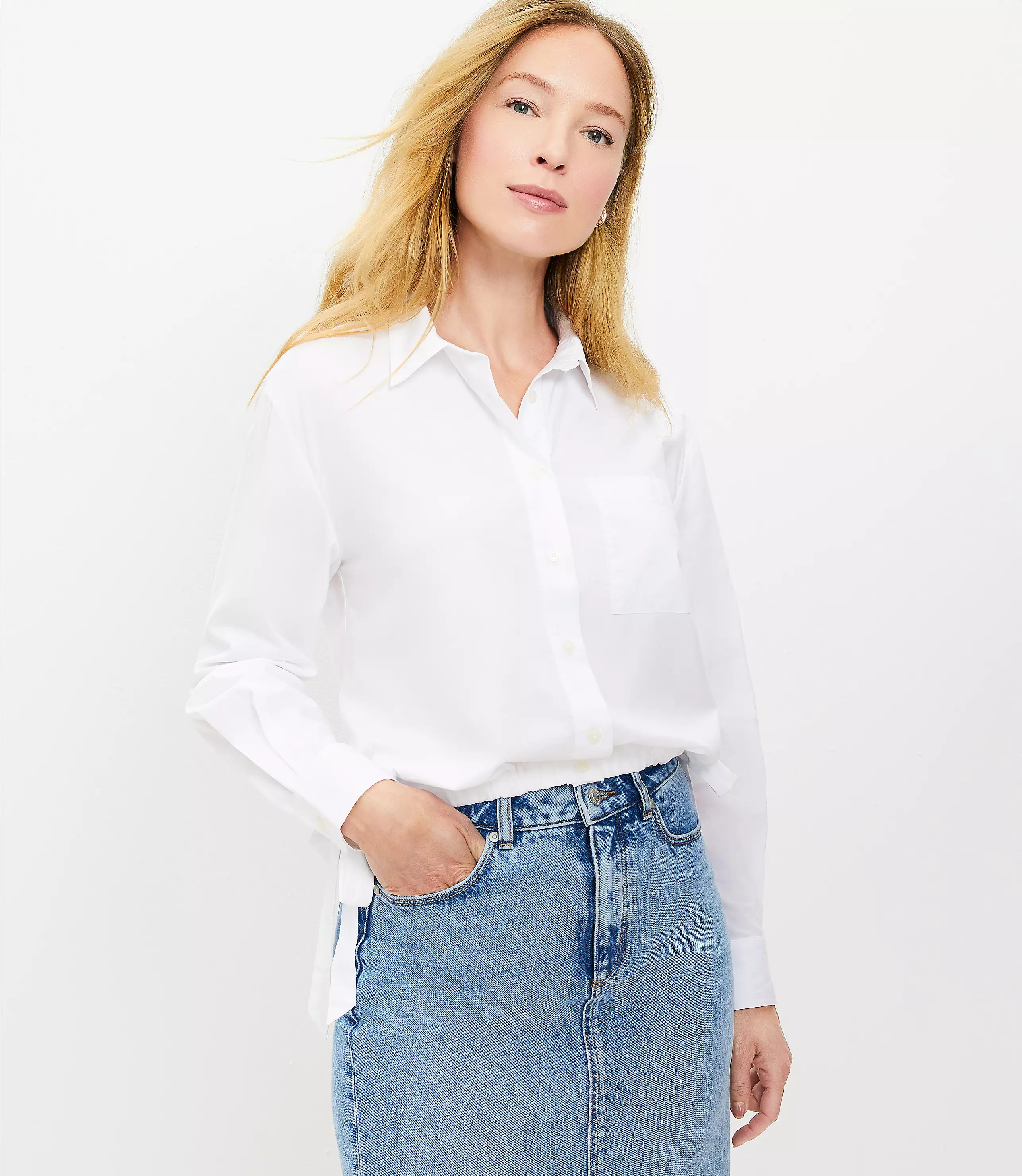 Petite Side Tie Pocket Shirt | LOFT