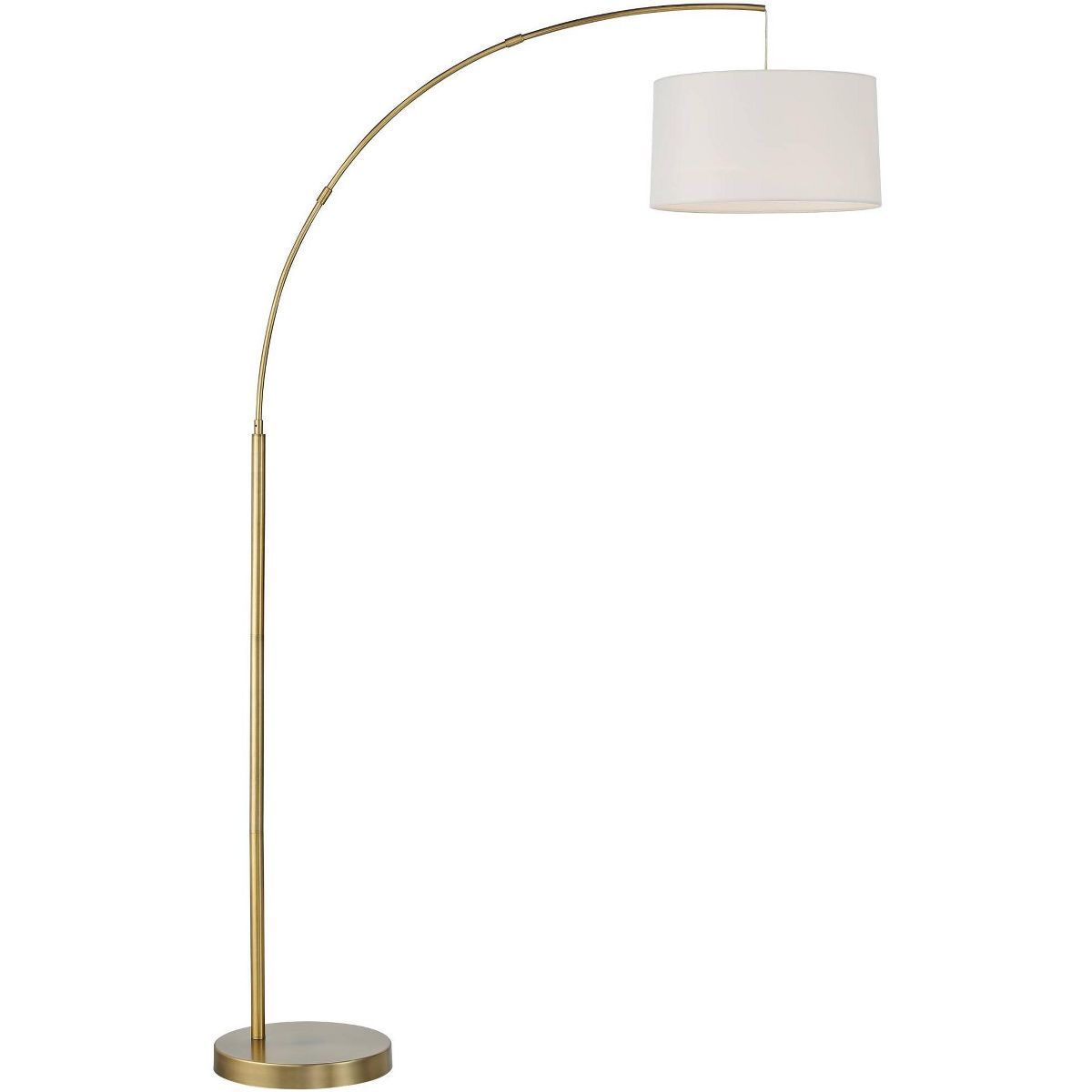360 Lighting Cora Modern Arc Floor Lamp Standing 72" Tall Brass Metal White Linen Drum Shade Deco... | Target