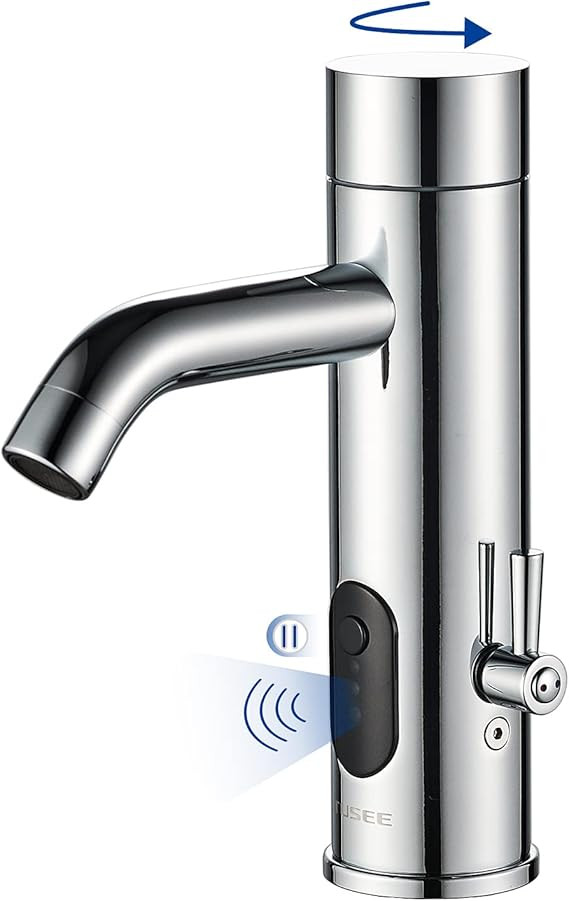 Manual and Automatic Faucet, Touchless Bathroom Faucet with One Temperature Control Rod, Chrome, ... | Amazon (US)