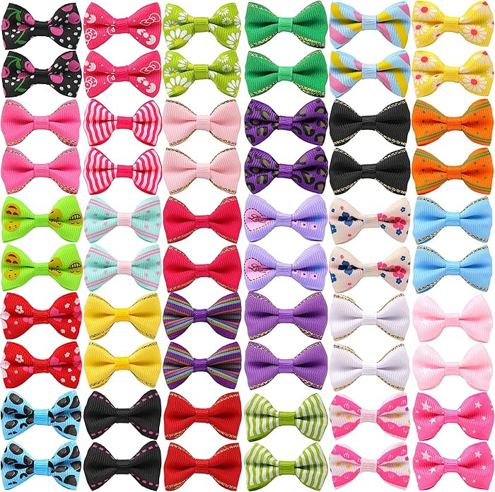 YAKA 60PCS (30 Paris) Cute Puppy Dog Small Bowknot Hair Bows with Metal Clips Handmade Hair Acces... | Amazon (US)