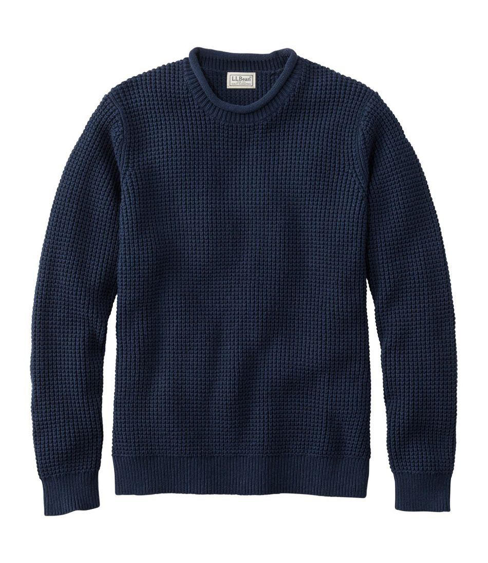 Men's L.L.Bean Organic Cotton Waffle Sweater, Rollneck Crew | L.L. Bean
