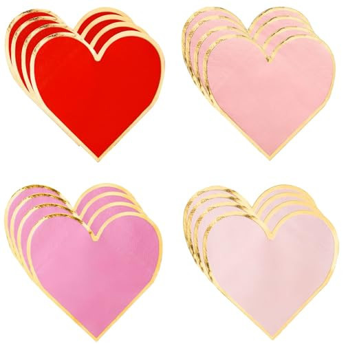 Heart Napkins - 48 PK - Bulk Heart Shaped Napkins Disposable for Valentine's Day Decorations Valentine Cocktail Napkins Paper Valentines Day Party Supplies for Kids Classroom Office Décor Gifts | Amazon (US)