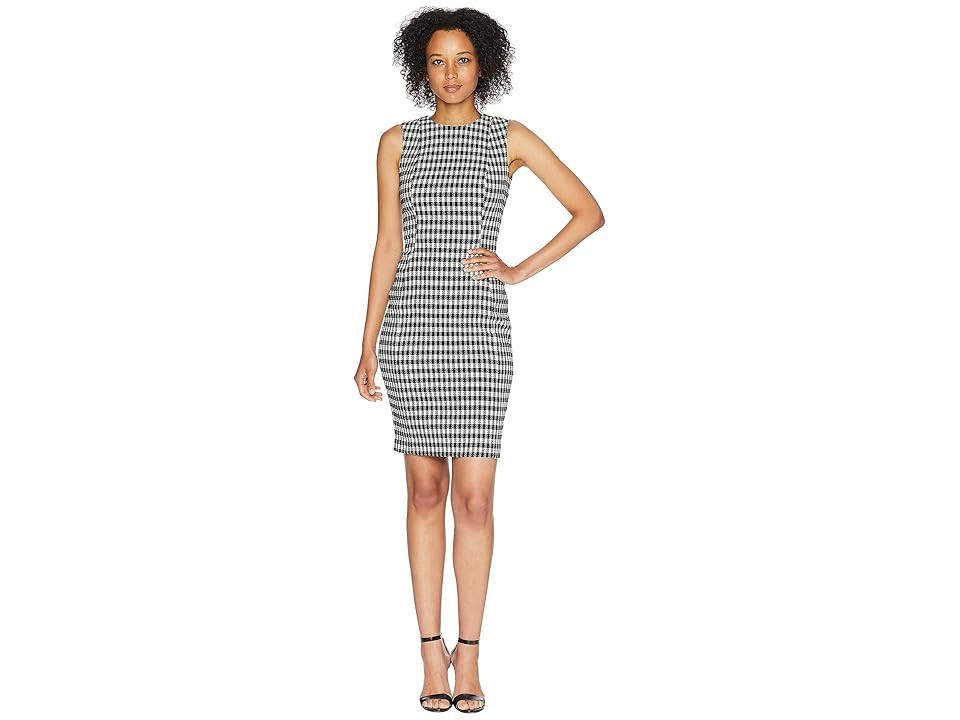Calvin Klein Check Print Compressions Sheath Dress CD8E5923 (Black/Cream) Women's Dress | 6pm
