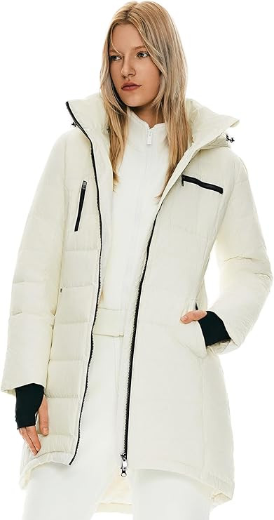 Orolay Women's Winter Down Jacket Long Quilted Puffer Coat Warm Hooded Slim Fit Outerwear | Amazon (US)