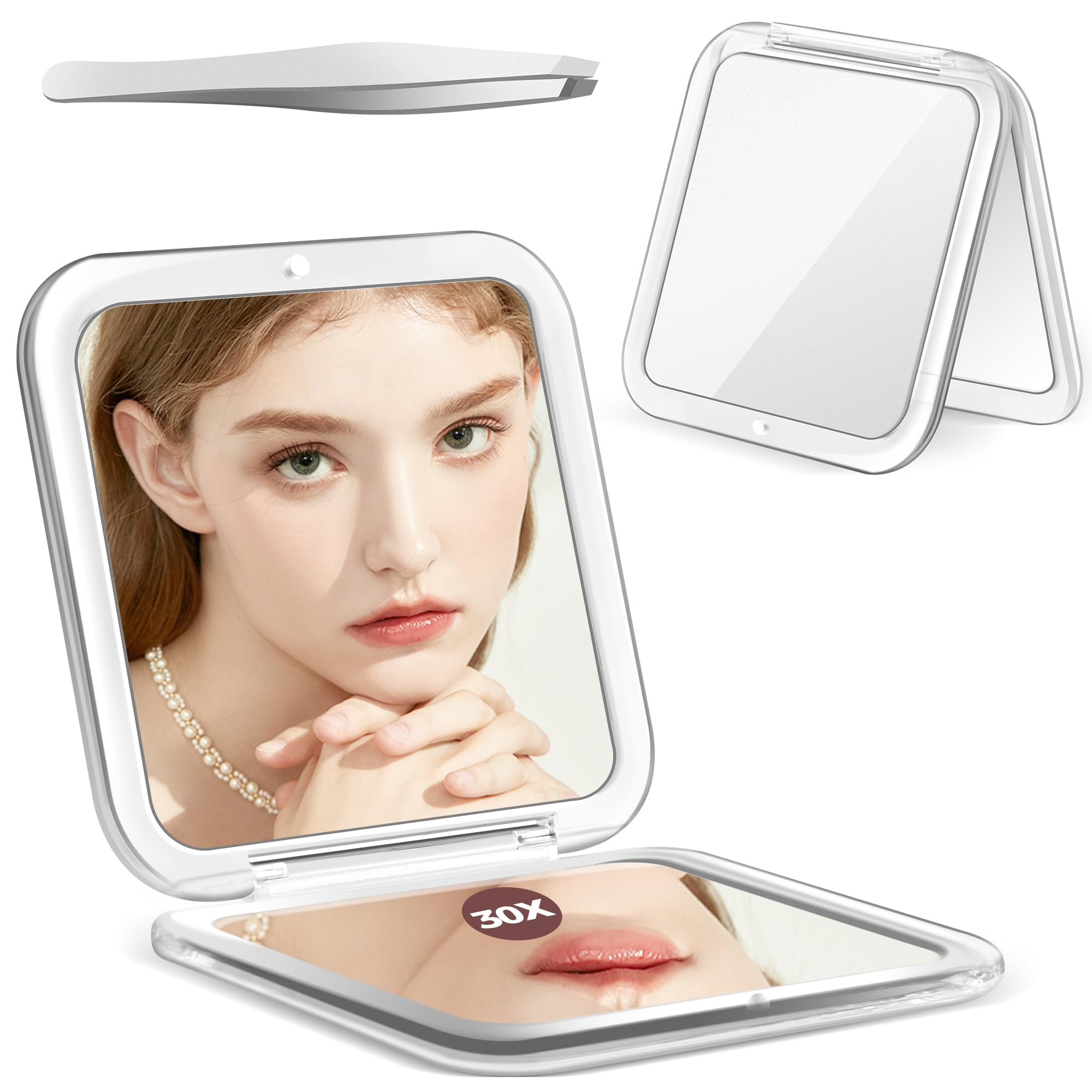MIYADIVA Compact Mirror, 30X Magnifying Mirror, Pocket Mirror for Purse, Travel Makeup Mirror wit... | Amazon (US)