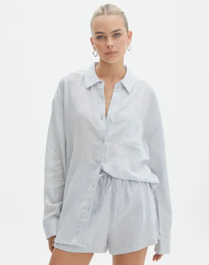 Long Sleeve Linen Blend Shirt | Glassons (NZ)