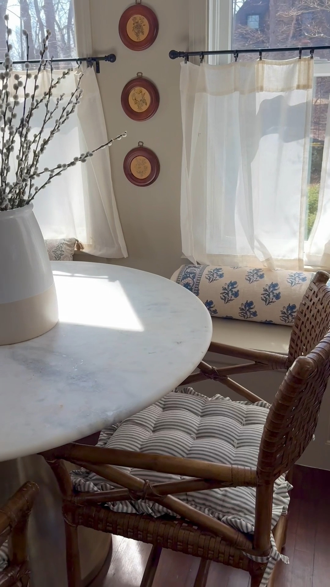 Spring breakfast nook refresh with Anthro chair covers 

#LTKHome