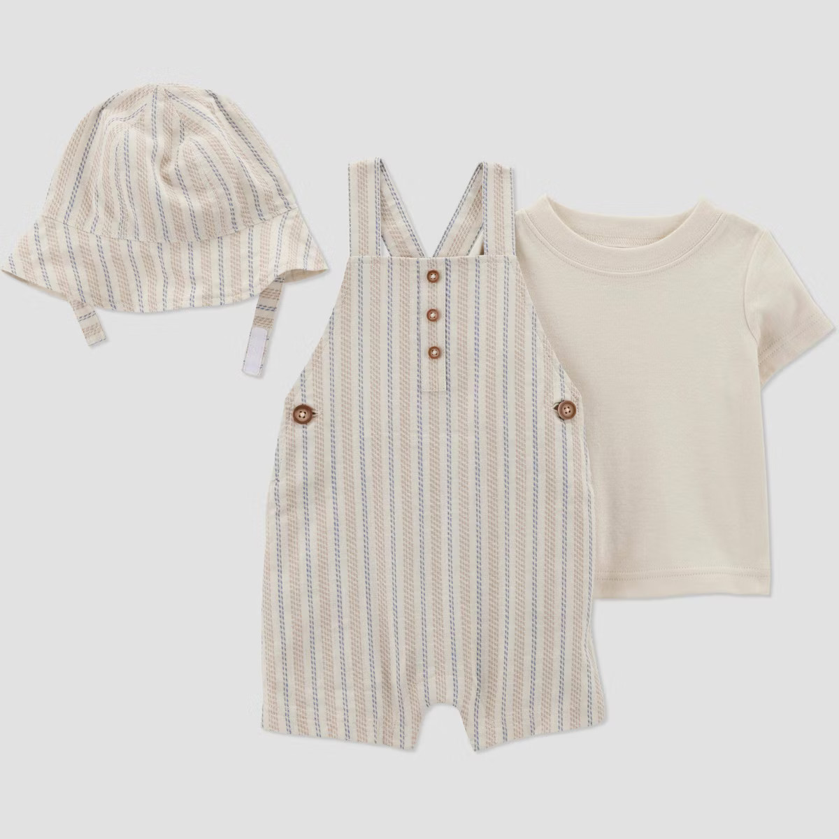 Carter's Just One You® Baby Boys' Creme Striped Shortalls with Hat - Cream | Target