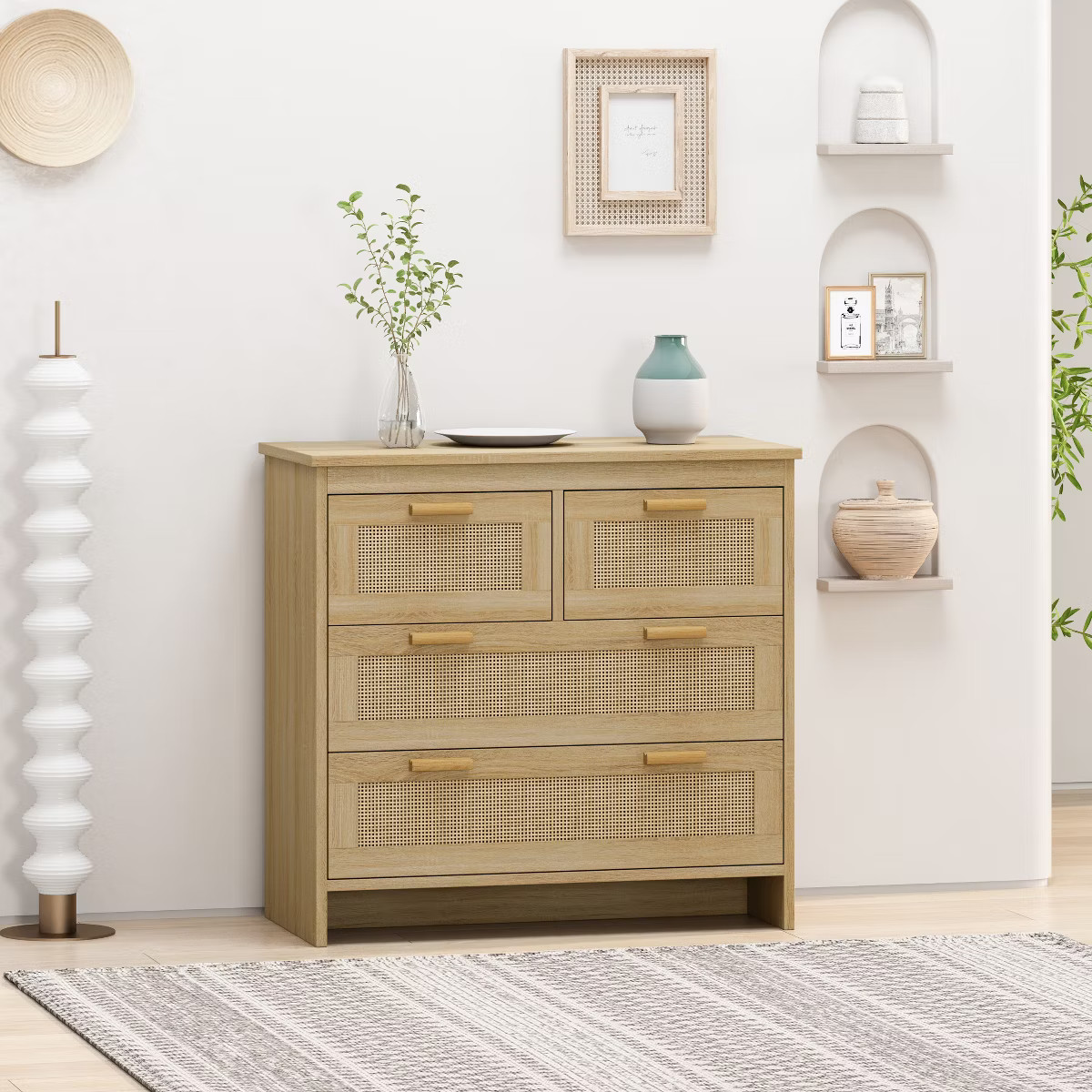 31.5" 4-Drawer Rattan Dresser for Living Room and Bedroom, Natural - ModernLuxe | Target