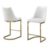 Set of 2 Counterheight 24" Chairs in Cream Velvet and Gold Chrome Base | Walmart (US)