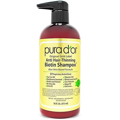 PURA D'OR 16 Oz Original Gold Label Anti-Thinning Biotin Shampoo Natural Earthy Scent, CLINICALLY... | Amazon (US)