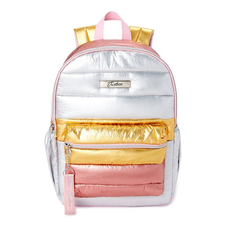 Justice Girls Quilted Silver Grey Backpack | Walmart (US)