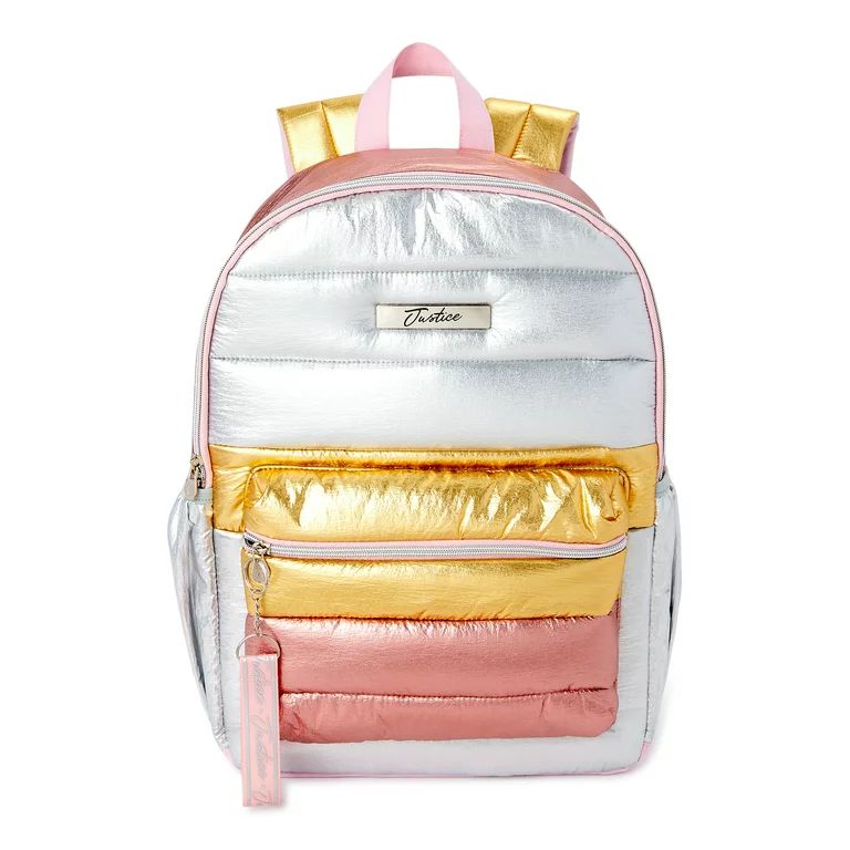Justice Girls Quilted Silver Grey Backpack | Walmart (US)