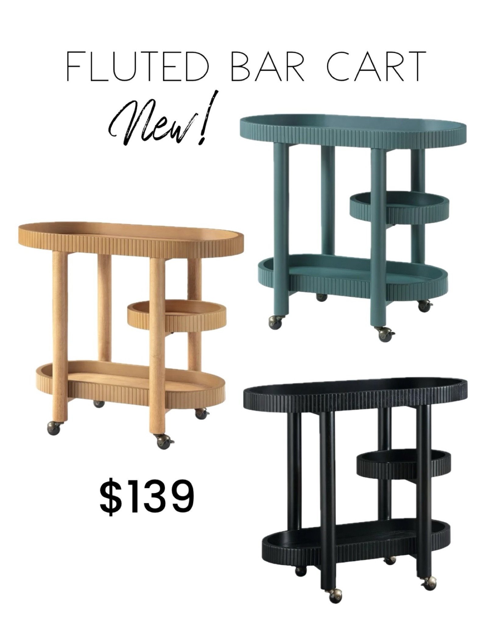 New Beautiful @walmarthome fluted bar cart in three colors 

#LTKHome