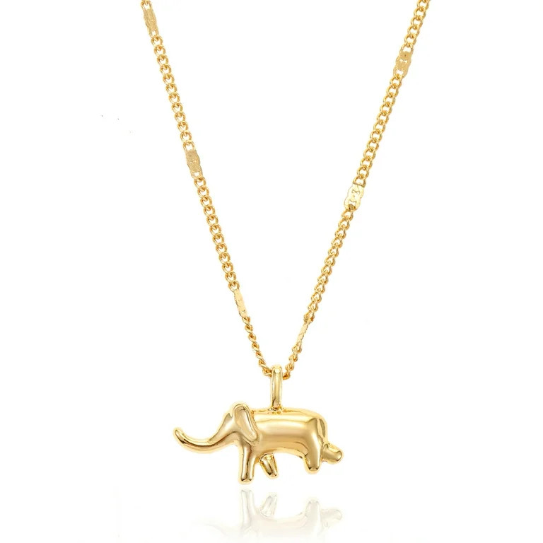 Time and Tru Womens Gold Elephant Charm Pendant Necklace Set, 1 Piece | Walmart (US)