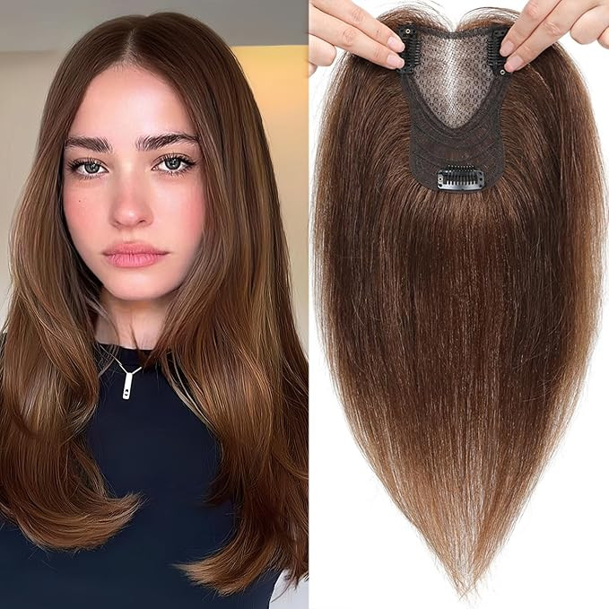 Hair Toppers for Women Real Human Hair, 360° Hair Topper No Bangs, Upgrade Lace Base Human Hair ... | Amazon (US)