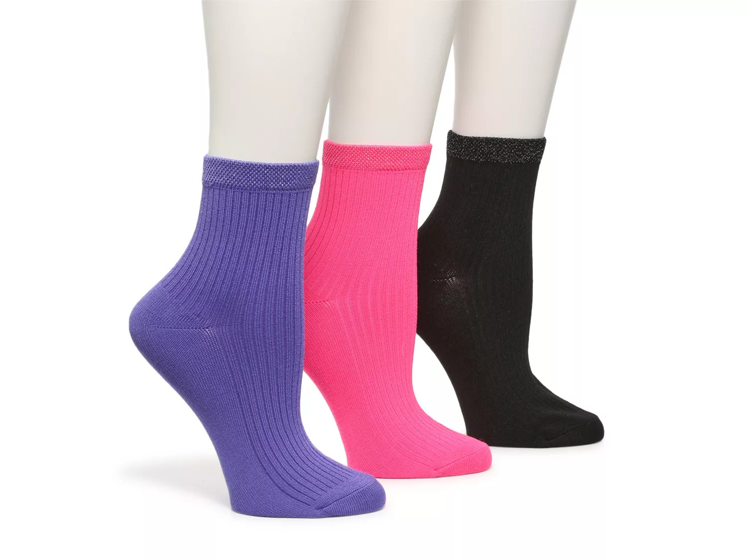 Mix No. 6 Glitter Top ' Half Crew Socks 3 Pack | Women's | Black/Pink/Purple | Size One Size | Socks | Crew | DSW