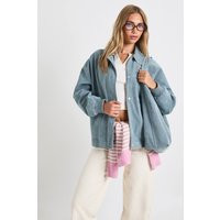 boohoo Women's Faux Suede Bomber Jacket in Blue | Size: 12 | boohoo (US & Canada)