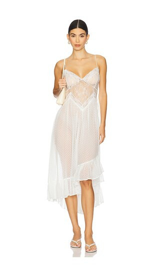 Free People Light My Fire Slip Dress in Ivory. - size M | Revolve Clothing (Global)