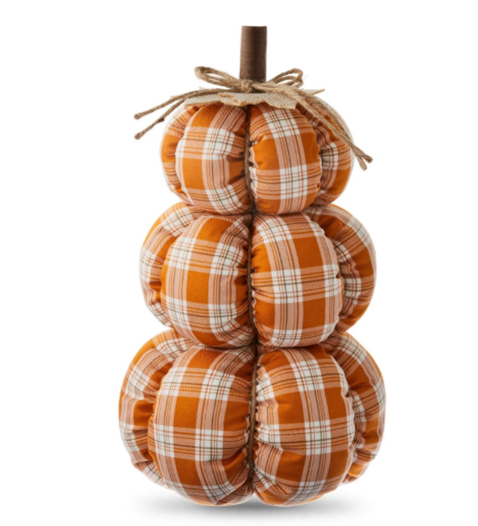 Stacked fabric pumpkins at Walmart for fall! Fall decor at Walmart 