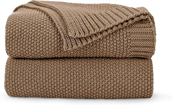 CozeCube Caramel Brown Throw Blanket for Couch, Soft Cozy Cable Knit Throw for Bed Sofa Living Ro... | Amazon (US)
