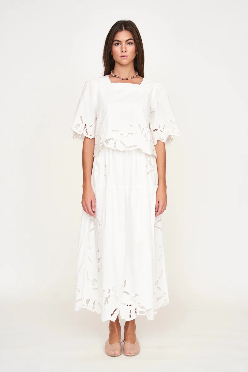 Provence Cutwork Top in White | MIRTH