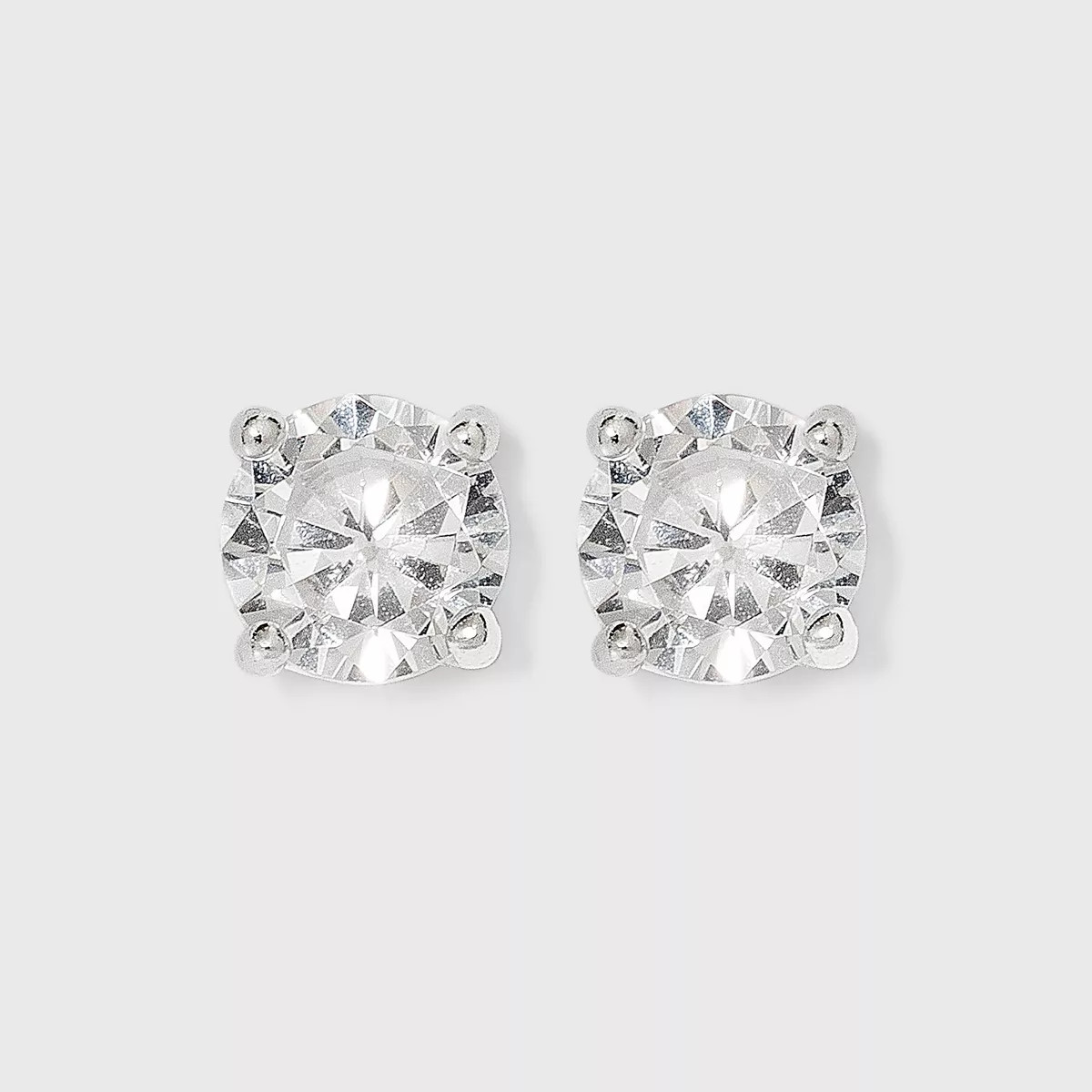 Women's Sterling Silver Cubic Zirconia Stud Earrings - A New Day™ Silver/Clear | Target