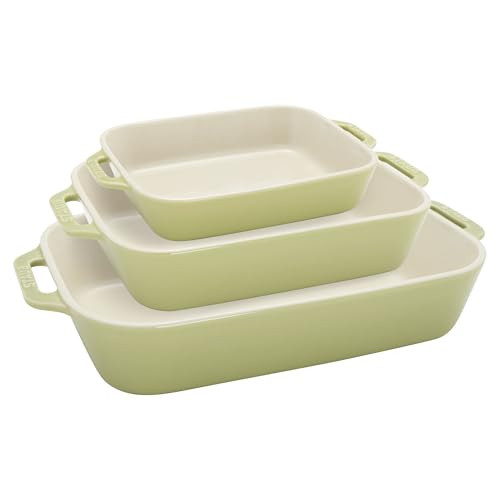 Staub Ceramic 3-pc Rectangular Baking Dish Set - Macaron Pastel Green | Amazon (US)