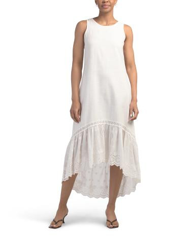 Sleeveless Eyelet Hi-lo Hem Maxi Dress | TJ Maxx