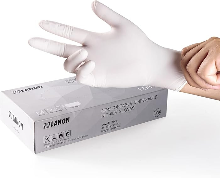 LANON Food Safe White Disposable Nitrile Gloves, Latex-Free, Powder-Free, Textured Fingertips, Co... | Amazon (US)