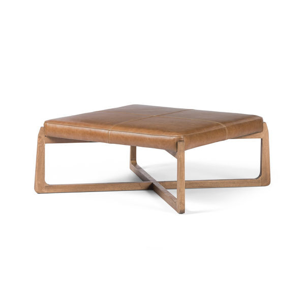 Roscoe Top Grain Leather Ottoman - Sonoma Butterscotch | Scout & Nimble