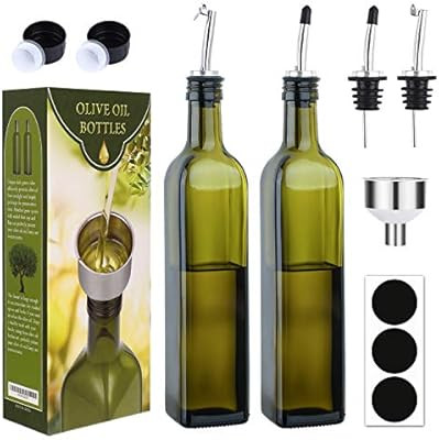 [2 PACK]Aozita 8 oz Glass Olive Oil Dispenser Bottle Set - 250ml Dark Green Oil & Vinegar Cruet B... | Amazon (US)