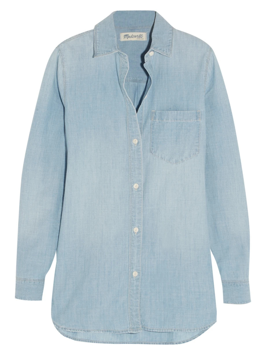 Madewell Cotton-Chambray Shirt, Mid Denim, Women's | NET-A-PORTER (US)