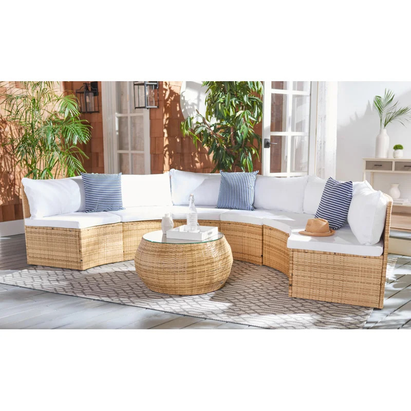 Cabble Wicker 6 - Person Patio Conversation Set with Cushions | Wayfair North America