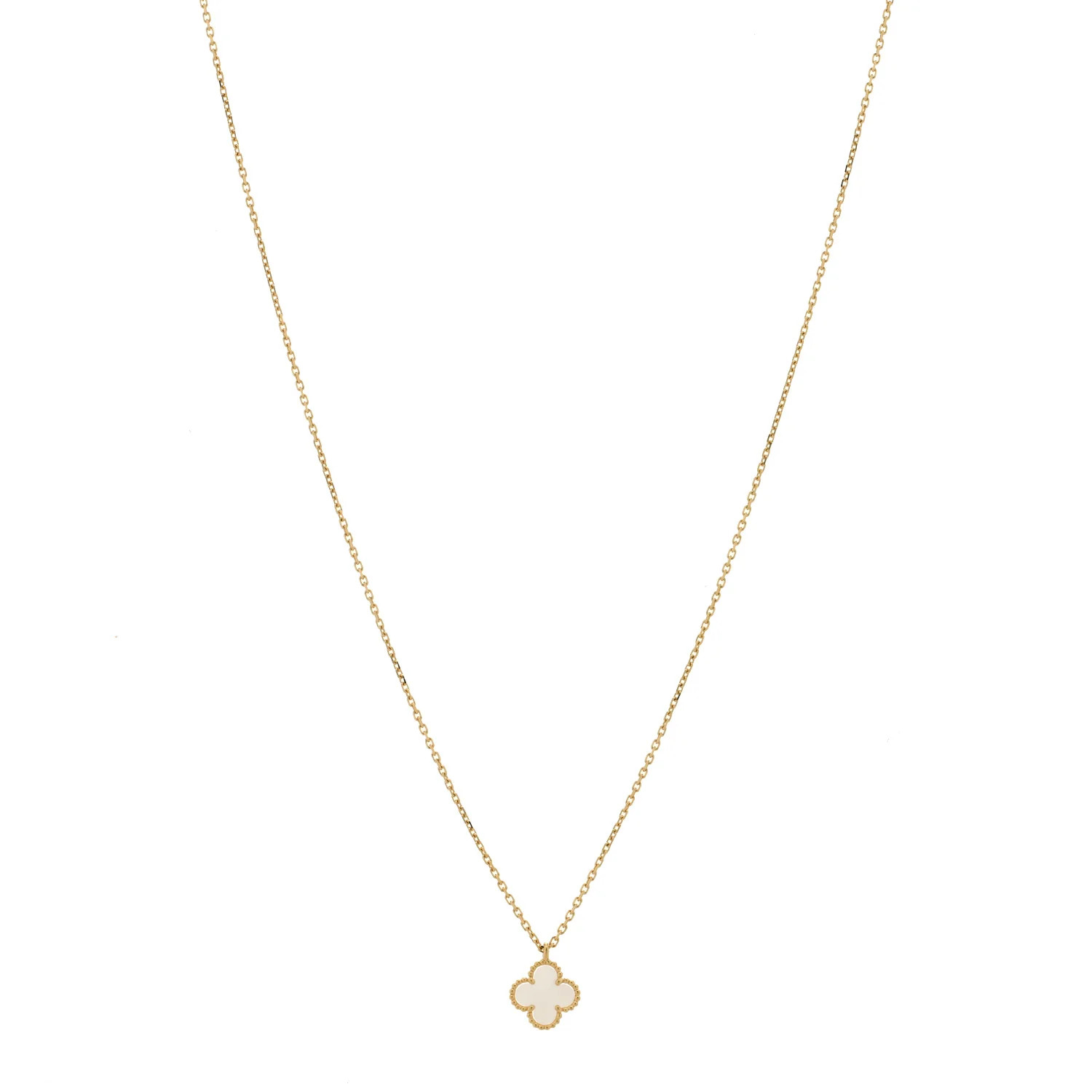 18K Yellow Gold Mother of Pearl Sweet Alhambra Pendant Necklace | FASHIONPHILE (US)