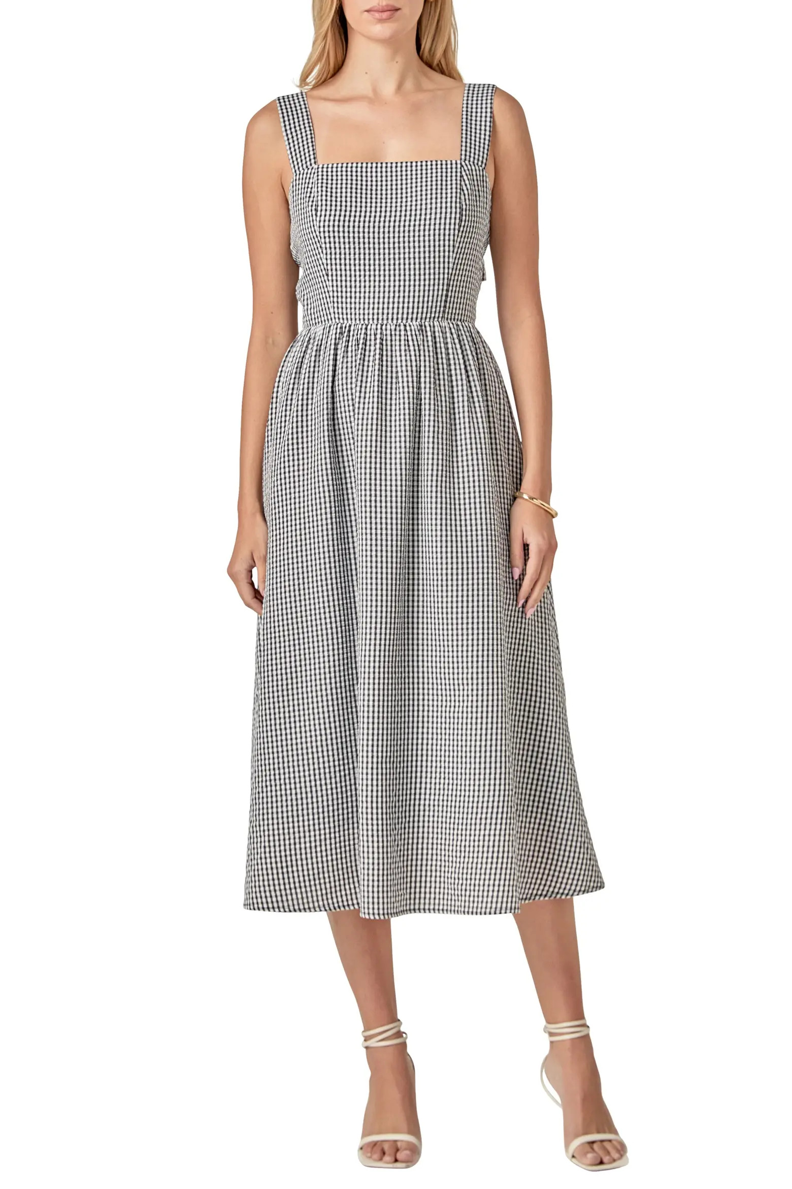 Gingham Sleeveless Tie Back Midi Dress (Women) | Nordstrom | Nordstrom
