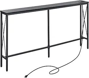 ELYKEN 7.9” Console Table with Power Outlet, 7.9" Dx63 Wx31.5 H Sofa Table for Living Room, Lon... | Amazon (US)