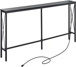 ELYKEN 7.9” Console Table with Power Outlet, 7.9" Dx63 Wx31.5 H Sofa Table for Living Room, Lon... | Amazon (US)