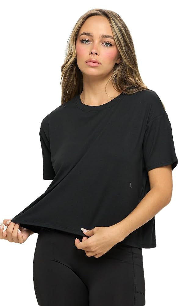 KNIT RIOT Women’s Crop Top – Short Sleeve Soft Boxy Crewneck Casual Active Workout Yoga Runni... | Amazon (US)