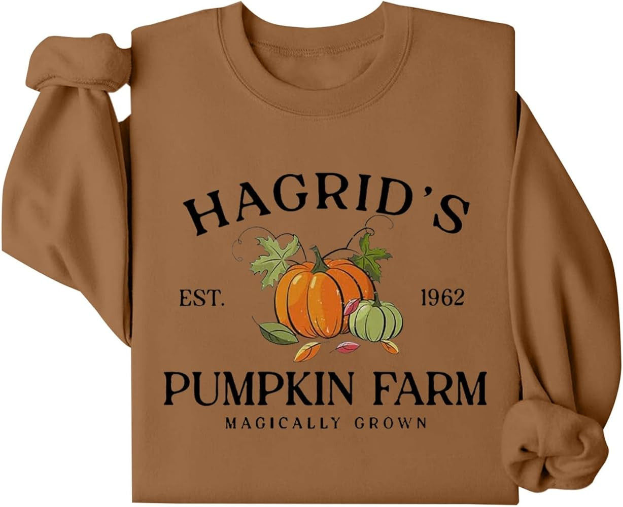Hagrid's Pumpkin Farm Est 1962 Pumpkin Patch Sweatshirts for Women Halloween Funny Graphic Crewne... | Amazon (US)