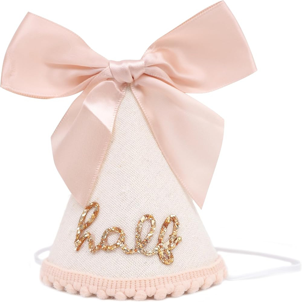 Birthday Hat With Bow - Sweet Birthday Decorations,Glitter Number Cone Hat Photo Prop,Princess Bo... | Amazon (US)