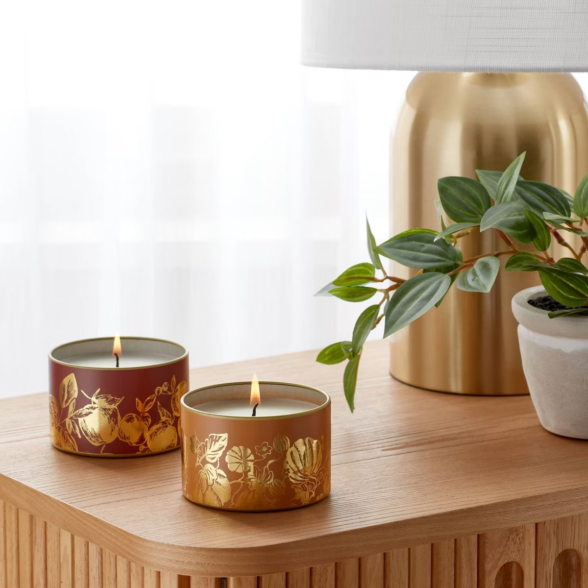 2pk Tin Candle Set Warm Cider and Cinnamon and Vanilla Pumpkin 6oz - Threshold™ | Target